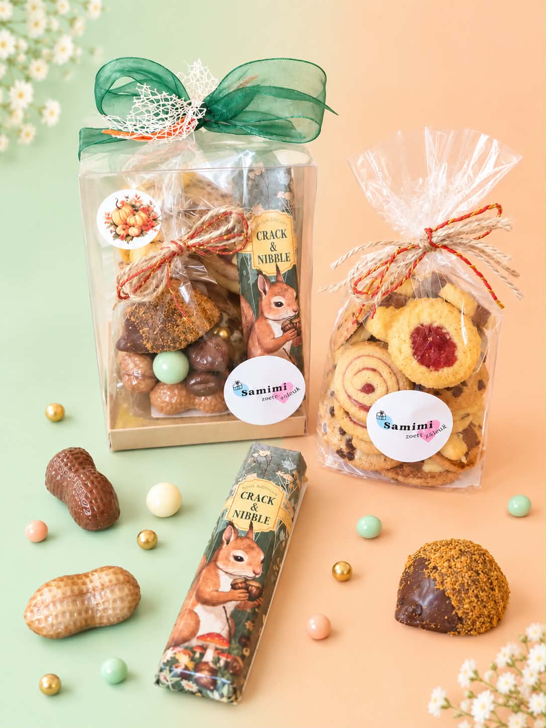Herfst cadeaupakket met chocolade en koekjes