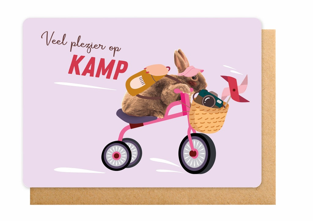 Wenskaart : VEEL PLEZIER OP KAMP