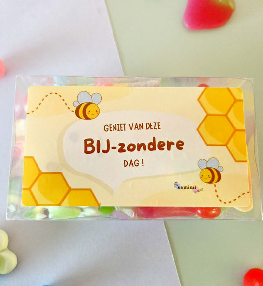 Snoepdoosje 'geniet van deze BIJ-zondere' dag