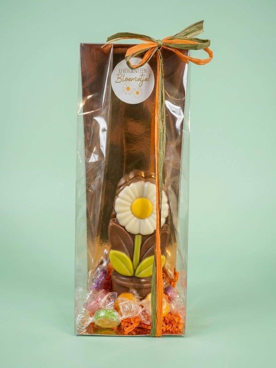 Chocolade bloem 'Je verdient een bloemetje' met snoepjes