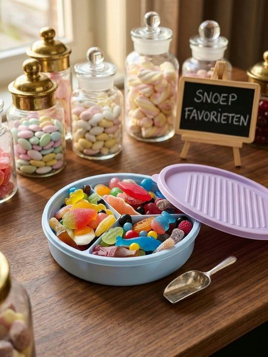 Gekleurde snoepdoos met deksel - origineel snoep cadeau