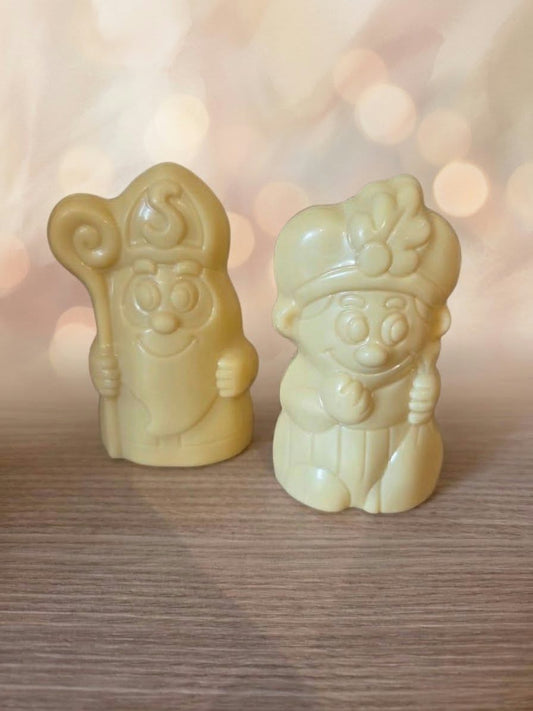 Lachende Sint en Piet wit - Callebaut